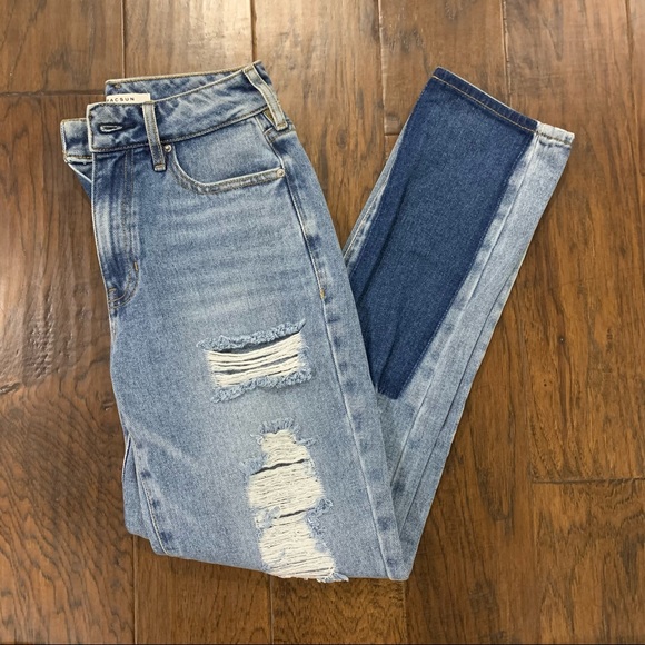 Pacsun patchwork dyed contrast paneled colorblock mom jean size 23 EUC - Picture 2 of 9